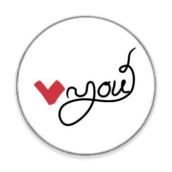 Heart you handwritten - Round  fridge magnet - white - Front