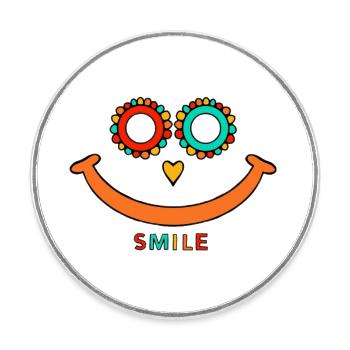 Smile - Round  fridge magnet - white - Front