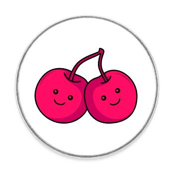 Cherries Comic - Round  fridge magnet - white - Front