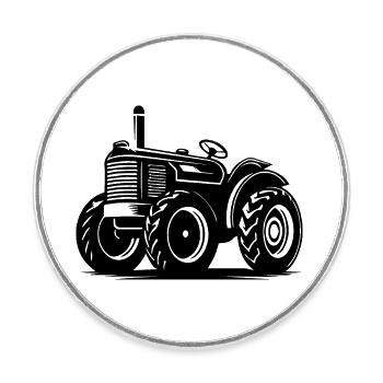 Tracteur - Magnet rond - blanc - Devant