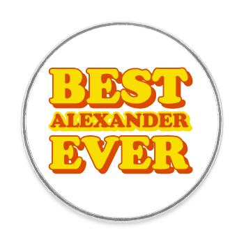 Alexander Vorname Witziges Geschenk - Runder Kühlschrankmagnet - Weiß - Vorne