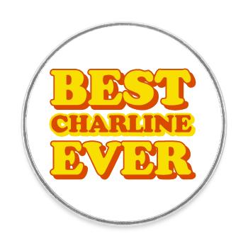 Charline Prénom Drôle de cadeau - Magnet rond - blanc - Devant