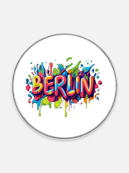 Berlin Graffiti - Runder Kühlschrankmagnet - Weiß