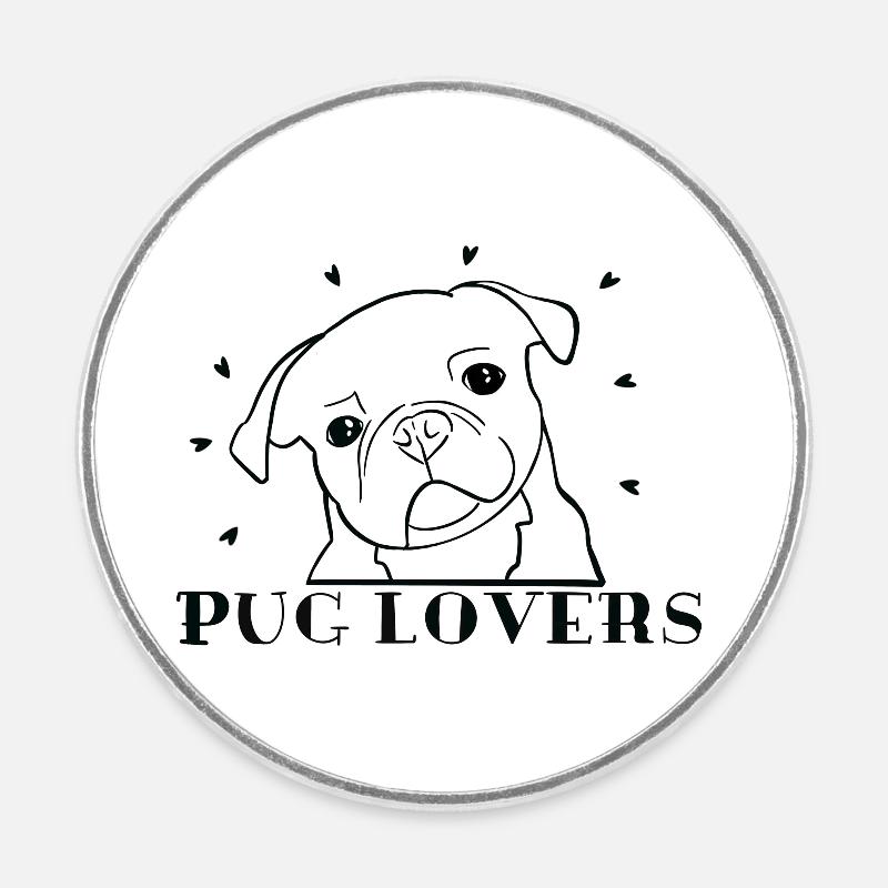 PUG LOVERS - Round  fridge magnet - white