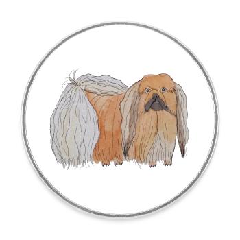 Pekingese - fun - Round  fridge magnet - white - Front