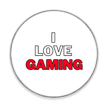I Love Gaming - Gamer Gaming Video Games - Round  fridge magnet - white - Front