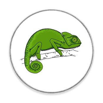 Chameleon green - Round  fridge magnet - white - Front
