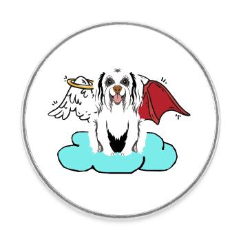 Céleste Satan Chien Hells Chien Diable Ange - Magnet rond - blanc - Devant