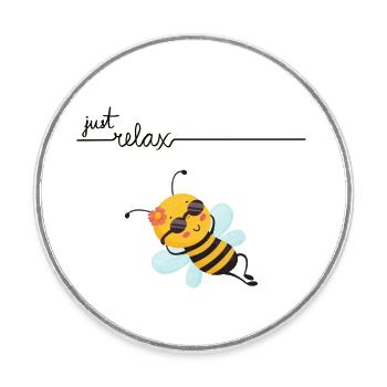 Just relax bee - Runder Kühlschrankmagnet - Weiß - Vorne