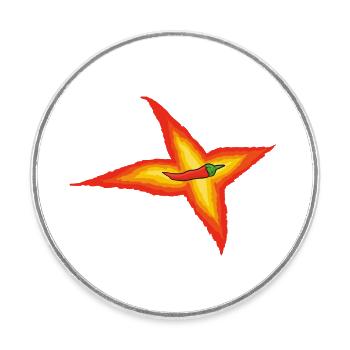 Piment oiseau - Magnet rond - blanc - Devant