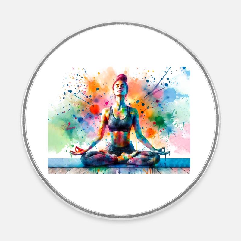 Yoga Exercise - Round  fridge magnet - white