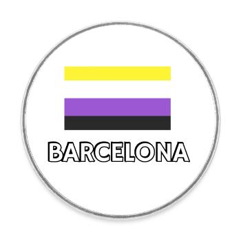 Nicht-binäre Pride Flagge Barcelona - Runder Kühlschrankmagnet - Weiß - Vorne