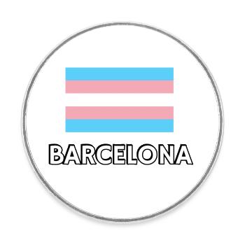 Trans Pride Flagge Barcelona - Runder Kühlschrankmagnet - Weiß - Vorne