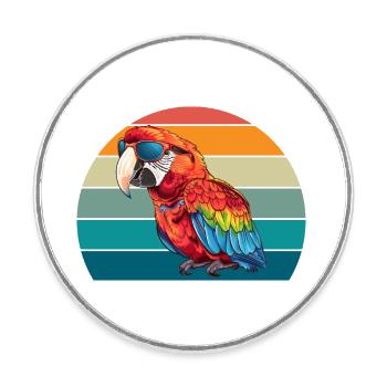 Papagei Retro Vogel Sommer - Runder Kühlschrankmagnet - Weiß - Vorne