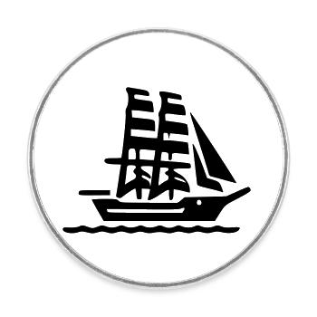 Grand Voilier - Magnet rond - blanc - Devant