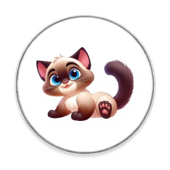 Siamese 14 - Round  fridge magnet - white - Front