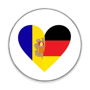 Andorra Germany Heart - Round  fridge magnet - white - Front