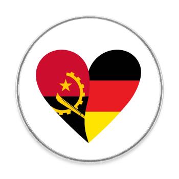 Angola Germany Heart - Runder Kühlschrankmagnet - Weiß - Vorne
