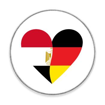 Egypt Germany Heart - Runder Kühlschrankmagnet - Weiß - Vorne