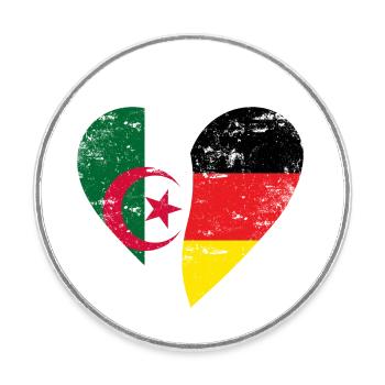 Algeria Germany Flag Heart - Round  fridge magnet - white - Front