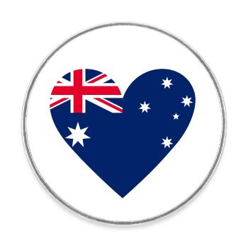 Cœur d’Australie - Magnet rond - blanc - Devant