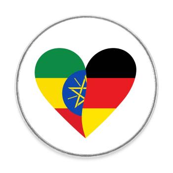 Ethiopia Germany Heart - Round  fridge magnet - white - Front