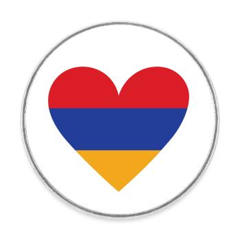 Armenia Heart - Round  fridge magnet - white - Front