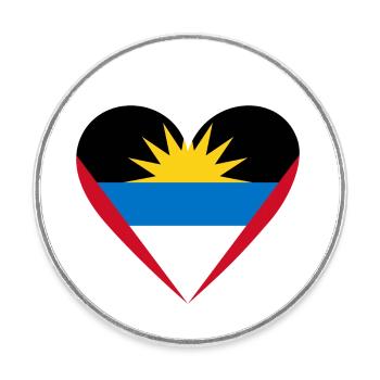 Cœur d’Antigua-et-Barbuda - Magnet rond - blanc - Devant