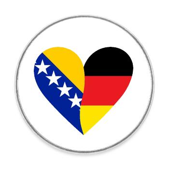 Bosnia Germany Heart - Runder Kühlschrankmagnet - Weiß - Vorne