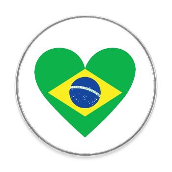 Brazil Heart - Runder Kühlschrankmagnet - Weiß - Vorne