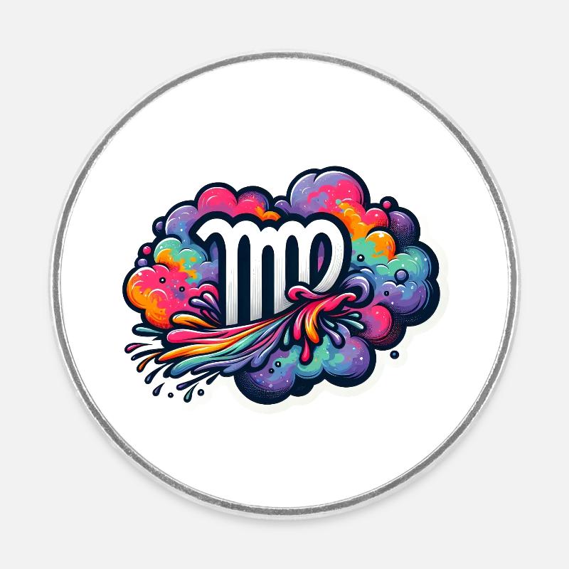 Color Zodiac: Virgo - Round  fridge magnet - white