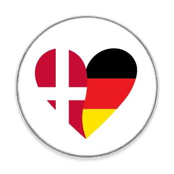 Danemark Allemagne Cœur - Magnet rond - blanc - Devant
