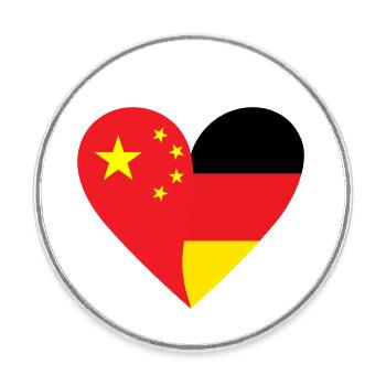 Chine Allemagne Cœur - Magnet rond - blanc - Devant