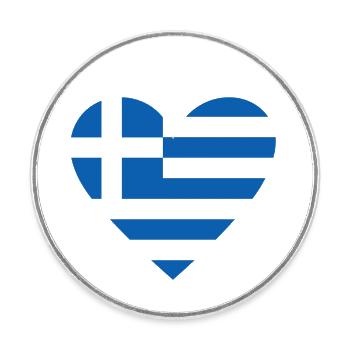 Grèce Cœur - Magnet rond - blanc - Devant