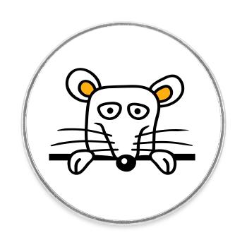 Maus Ratte hinter Mauer Zaun Schild guckt lustig - Runder Kühlschrankmagnet - Weiß - Vorne