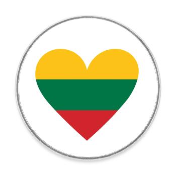 Lithuania Heart - Round  fridge magnet - white - Front