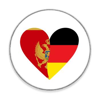 Montenegro Germany Heart - Runder Kühlschrankmagnet - Weiß - Vorne