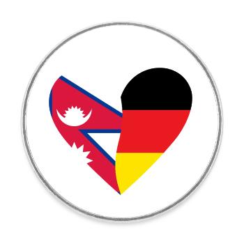 Nepal Germany Heart - Runder Kühlschrankmagnet - Weiß - Vorne