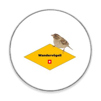 Wandervögeli – Chemise suisse pour les amateurs de randonnée - Magnet rond - blanc - Devant