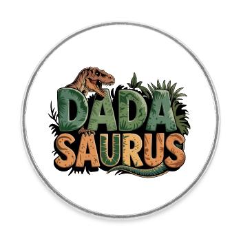 Dinosaurier Papa Saurus Geschenk Papa - Runder Kühlschrankmagnet - Weiß - Vorne