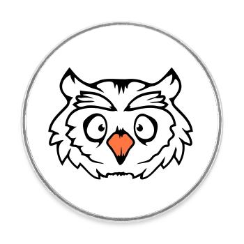 hibou oiseau aigle hibou hibou nuit oiseau effraie des granges chouette bande dessinée - Magnet rond - blanc - Devant