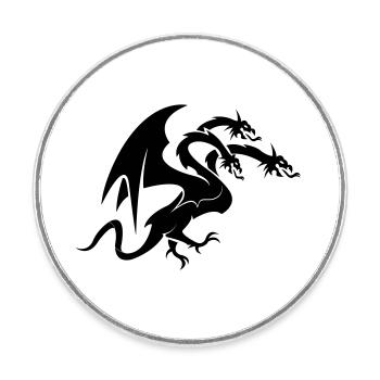 Dragon 3 Head - Round  fridge magnet - white - Front