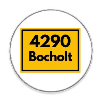 Ortsschild - damals Retro alte PLZ 4290 BOCHOLT - Runder Kühlschrankmagnet - Weiß - Vorne