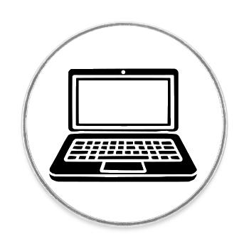 ordinateur portable - Magnet rond - blanc - Devant
