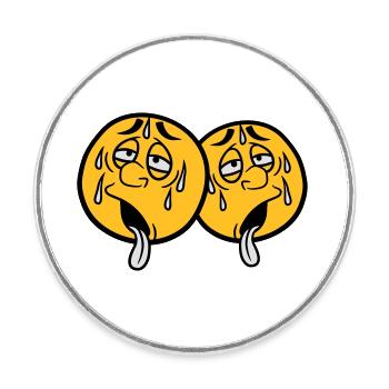2 amis équipe couple visage dessin animé cercle de dessin animé ru - Magnet rond - blanc - Devant