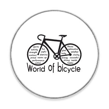 Monde du vélo - Magnet rond - blanc - Devant