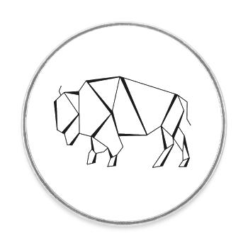 Büffel - Geometrisch - Runder Kühlschrankmagnet - Weiß - Vorne