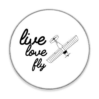 Avion ultraléger UL Pilot Aviateur - Magnet rond - blanc - Devant
