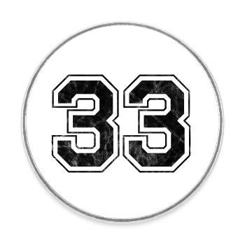 Number 33 - Round  fridge magnet - white - Front