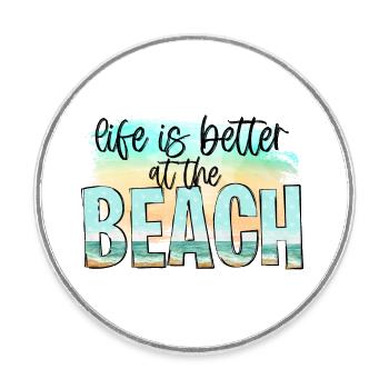 VACANCES VACANCES À LA PLAGE PALMIERS MOTIF DE VOYAGE DU SOLEIL - Magnet rond - blanc - Devant